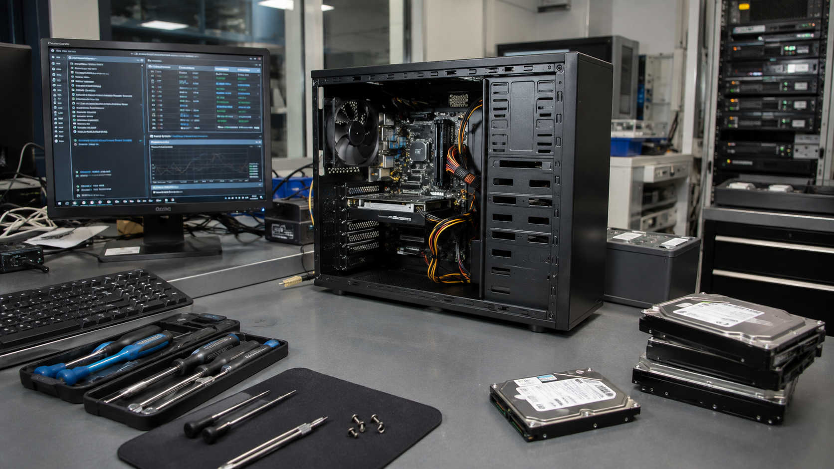 Computer repair and performance testing workstation